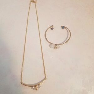 Two piece crystal necklace and bangle